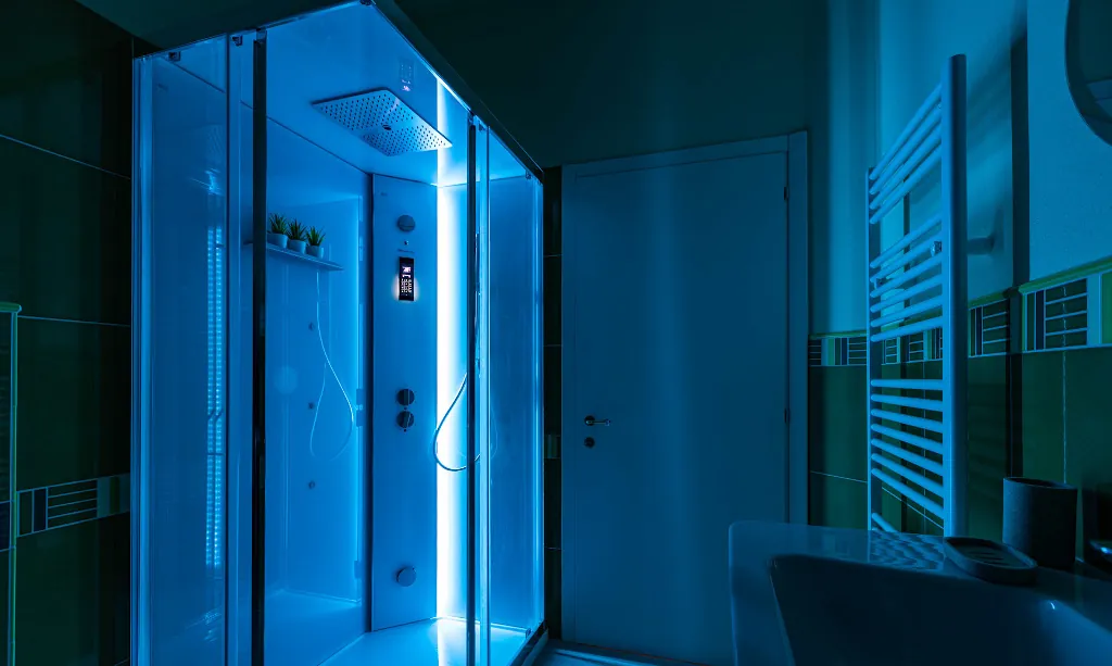 Shower-sauna of Lavanda room at Tenuta di Macericca holiday farm